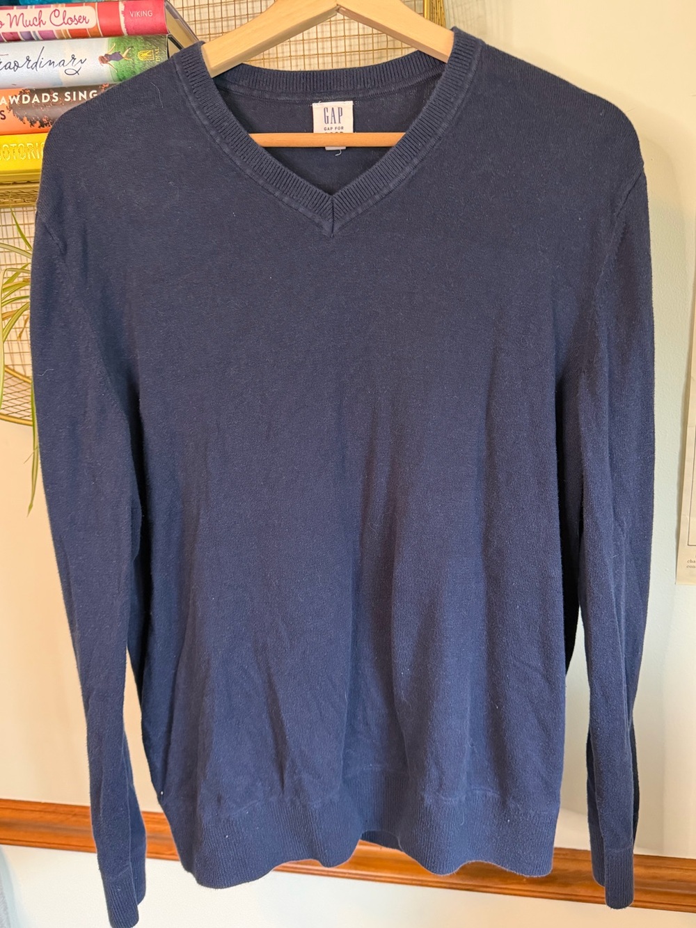 Dark Blue V-Neck Sweater Size Medium